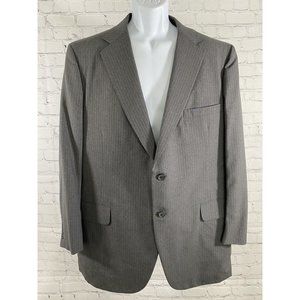 VTG Hand Made Elia Levi Gray Pin Striped 2 Button Blazer Jacket 44 *